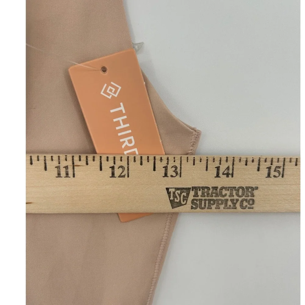 ThirdLove Womens Sculpting Mid-Thigh Bodysuit Shapewear Beige Tan NWT Size M